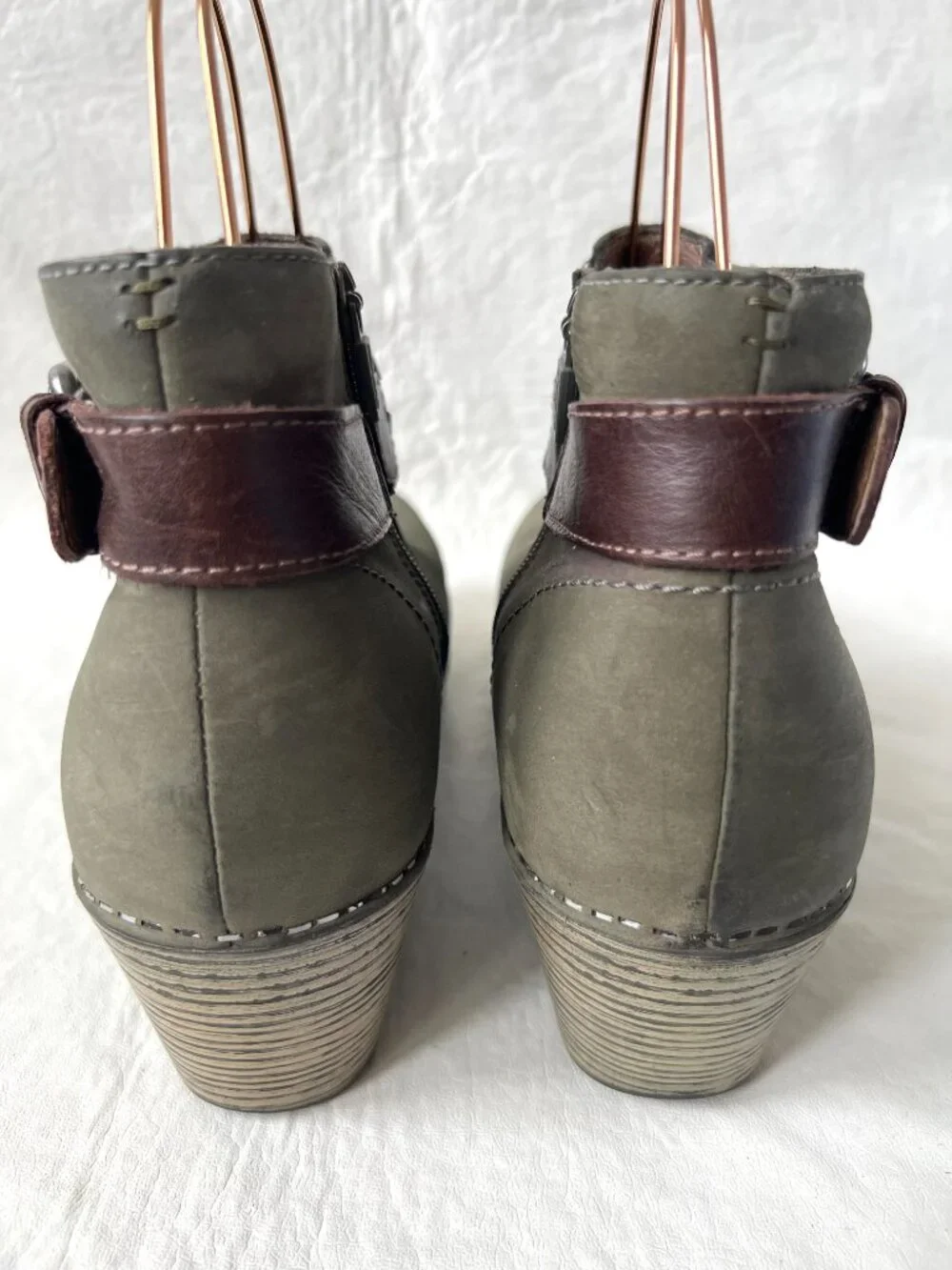 Dansko boots olive green brown leather Michelle EU 42 11.5 12 short ankle clog
